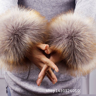 Мех енота, мех лисы, имитация меха, кольцо на запястье Мао, Женский рукав, браслет из искусственного меха кролика, манжета, держатель на запястье