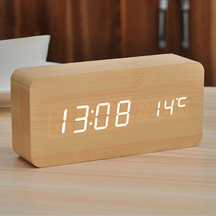 Cross-border foreign trade wholesale wooden alarm clock LED student alarm clock charging digital display electronic alarm clock fashion clock decoration