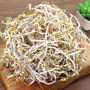 Single-sided metallic pleated raffia straw paper factory wholesale 100g1kg gift box candy box filler