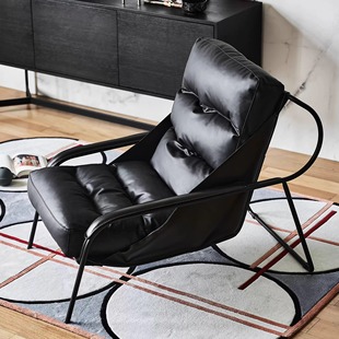 Nordic Style Single Sofa Chair Leather Designer Leisure Chair for Living Room Tiger Chair American Style Light Luxury Alien Lazy Recliner