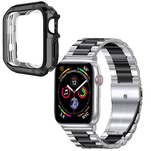 Применимо для Apple Watch Applewatch из нержавеющей стали с тремя бусинными ремешками TPU приливная броня защитная оболочка комплект