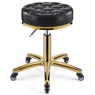Barber Shop Rotating Lifting Round Stool with Pulley Beauty Shop Bar Stool Hairdressing Nail Art Household Round Chair