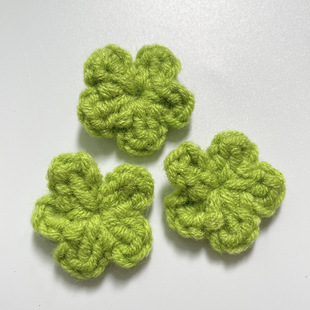 In stock cute cream color 3cm knitted wool flower accessories DIY fabric headdress material clothing accessories