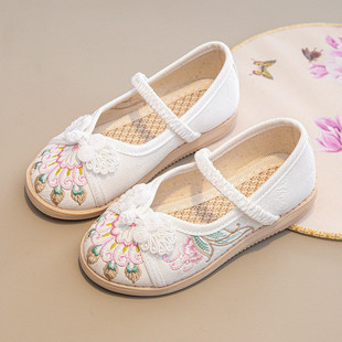 Girls' Hanfu Shoes Antique Children's Embroidered Shoes Ethnic Chinese Style Horse-faced Skirt Baby's Ancient Clothes Old Beijing Cloth Shoes