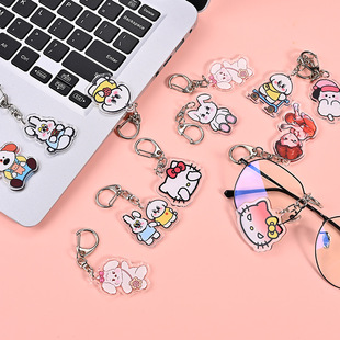 Acrylic Keychain Double-Sided Sandwich Wholesale Brand Cartoon Animation Peripheral Pendant School Bag Accessories Gifts