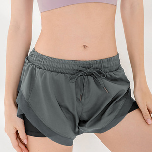 Women's fake two-piece sports shorts anti-exposure loose mesh running fitness pants quick-drying yoga pants MDK3011