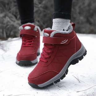 Middle-aged and elderly mother cotton shoes winter warm fleece-lined shoes for the elderly men and women walking shoes snow boots thick-soled casual shoes