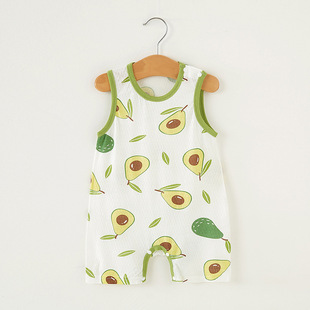 Baby's Jumpsuit Summer Pure Cotton Breathable Bag Fat Clothes Newborn Baby's Clothes Sleeveless Mesh Hayi Climbing Clothes