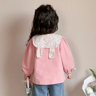 Girls' Spring Coat 2025 New Children's Doll Collar Coat Western Style Sweet Top Baby's Spring and Autumn Jacket