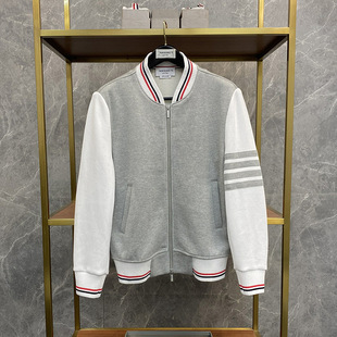 tnom biowhe tb baseball uniform knitted rib cloth color matching men's and women's street fashion brand casual spring and autumn coat