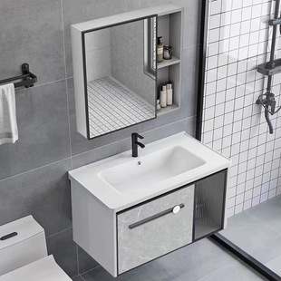 Bathroom Cabinet Combination Customized Style Enlarged White Blue Gray Stone Pattern Khaki Double Gold Drawer Size Apartment Modern Simple