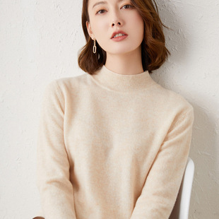 Basic Shirt Half-turtleneck Sweater Women's 2024 Autumn and Winter New Loose Sweater Solid Color Base Shirt All-match Knitted Top
