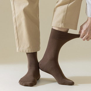 Socks for boys in autumn and winter mid-barrel deodorant boneless solid color cotton socks for men in autumn business men long black antibacterial all-match