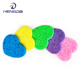 Cross-border wholesale degradable face washing sponge deep cleansing cleansing cotton compressed love wood pulp cotton face washing puff