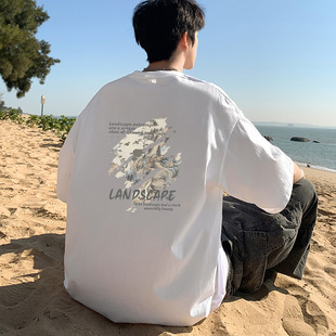 220g shoulder heavy cotton summer loose half sleeve short sleeve T-shirt men's base cross-border foreign trade wholesale