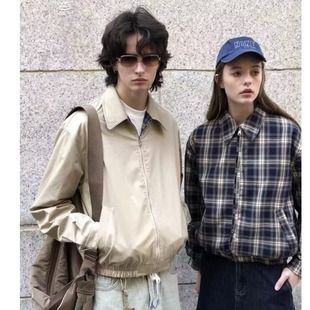 American Cleanfit Double-Sided Plaid Work Jacket for Men and Women Spring & Fall 2024 New Design Jacket Trend