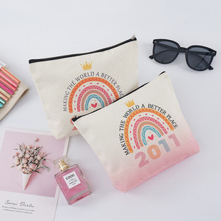 Amazon AliExpress Cosmetic Bag Canvas Blank Zipper Bag Storage Cotton Bag Cross-border Portable Hand Wash
