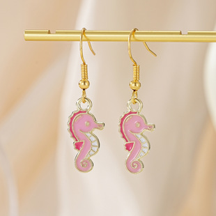 Sweet Cute Cartoon Earrings Oil Drops Starfish Seahorse Whale Dolphin Jellyfish Earrings Marine Life Earrings Jewelry