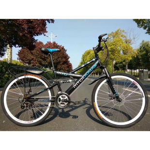 Z mountain bike student variable speed bicycle front and rear double shock absorption belt rear seat can take people men and women bicycle adult mountain L