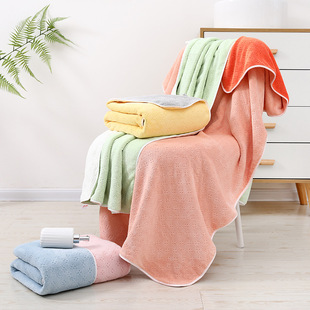 Two-color bath towel coral fleece face towel thickened absorbent quick-drying large bath towel three-piece suit couple beach wrap towel