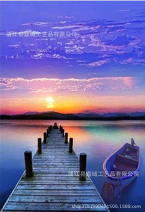 Cross-border special hot sale 5d Diamond painting Sunset seaside landscape diy rhinestone cross stitch living room decorative painting