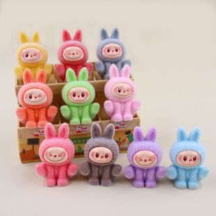 Flocking Yoga La Bub High Color Value Cute Cute Cute Cute Cute Cute Cute Cute Cute Doll Trendy Play Hand-made Model Ornaments Blind Bag Blind Box