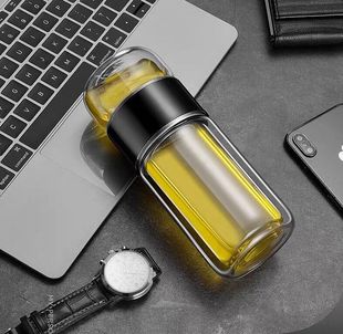 New Tea Separated Bubble Cup Flower Tea Cup High Borosilicate Double Layer Glass Women's Internet Celebrity Cute Portable Water Cup