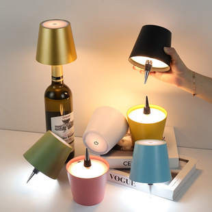 Cross-border led creative wine headlamp embedded clean bar restaurant removable charging RGB dimming decorative wine bottle table lamp