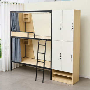 New Bed Double Space Capsule Homestay Youth Hostel Double Iron Frame Bed with Shoe Cabinet School Dormitory