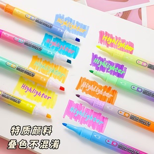 New double-head superimposed color highlighter ins high color value color marker for students to do hand account drawing key marker pen