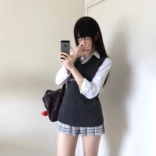 Japanese JK Uniform College Style Solid Color Turtleneck Basic Sleeveless Knitwear Sweater Vest Old Headline Vest Trendy Vest
