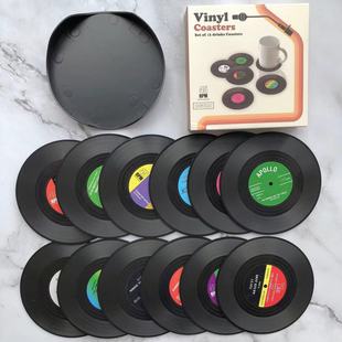 Vintage Record Coaster Vinyl Placemat Retro Vinyl Coffee Coaster Non-Slip Insulation Mat