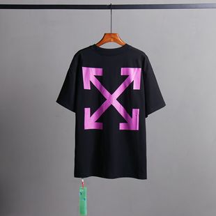 high quality OFF Bronzing Strip Oil Painting Daisy Fireworks Religious OW Short-sleeved Loose T-shirt for Men and Women Couple OW