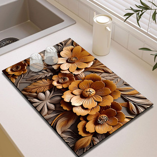 Maillard Style Kitchen Drain Mat Soft Diatom Mud Table Mat Tableware Drying Mat Countertop Non-Slip Absorbent Dirt Resistant Mat