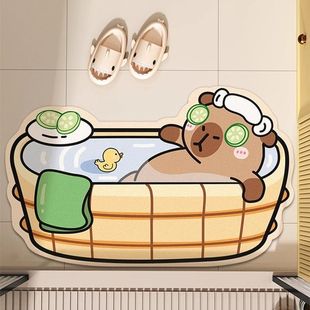 Kapibala Fun Cartoon Absorbent Floor Mat Bathroom Sink Mat Non-Slip Clipping Diatom Mud Floor Mat