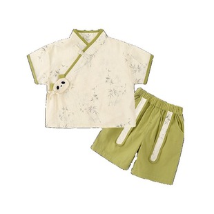 [DY] Doodle Baby New Chinese suit Summer Clothes Children's Hanfu Two-Piece Summer Clothes for Boys and Girls