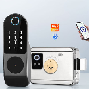Intelligent exterior door lock fingerprint lock remote control card electronic door password lock iron door old cow head lock wholesale