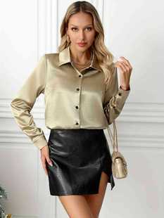 European and American Temperament Party Hot Top Modern Fashion Open Placket Autumn New Long Sleeve Shirt Women's High Sense