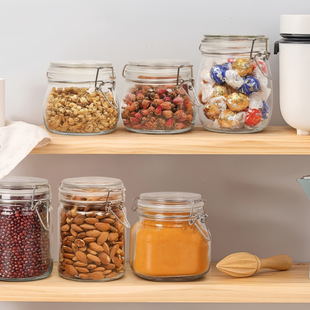 Amazon Cross-Border Snap Glass Jar 500ml Large Capacity Storage Jar Kitchen Classification Storage Jar Snack Storage