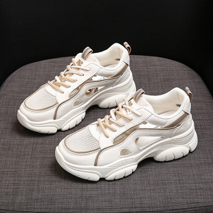 Torre Shoes Women's ins Trendy 2023 Summer New Thick Sole Height Increasing Casual Sneakers Student Side Air Breathable Women's Shoes