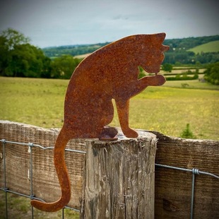 Outdoor rusty metal craft products rusty cat series