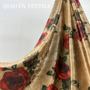 Autumn and Winter new velvet printed fabric top cheongsam dress drape high-grade clothing fabric