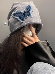 KIZLANC Retro Triangular Metal Logo Design Baotou Hat Feminine Versatile Atmosphere Pile Hat Cold Hat