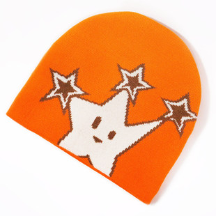 Foreign trade star pattern knitted hat personality trend fashion autumn and winter outdoor sports cold warm