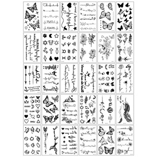 Cross-border New European and American Black and White Dark Tattoo Sticker Ins Butterfly Flower Sexy Female Simulation Small Fresh Tattoo Sticker