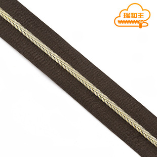 in stock wholesale 3#5 color nylon plated tooth zipper luggage clothing home textile code gold and silver tooth zipper