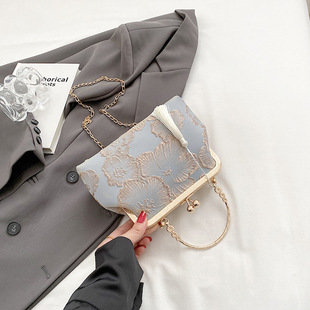 Autumn and Winter new Chinese style classic cheongsam bag for women khaki elegant big flower handbag small