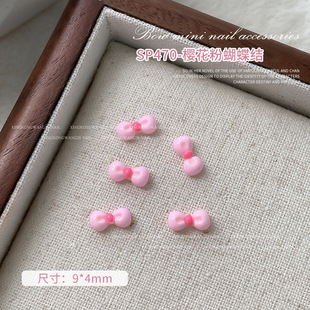 Cartoon Black Leather Kitty Cat Nail Art Jewelry New Cute Stereo Pink Bow Nail Decoration Resin Diamond