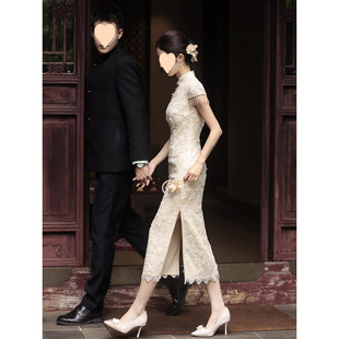 Adult Ceremony Dress Graduation Host Banquet High-end Heavy Industry Niche National Style Engagement dress Women's Cheongsam Toast Dress