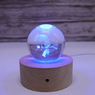 Remote control colorful crystal ball night light bedroom dream atmosphere light girl heart Christmas birthday gift projection lamp
